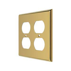 Double Duplex Outlet Transitional Switch Plate - PVD Polished Brass