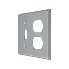 Transitional Toggle / Duplex Outlet Switch Plate - Brushed Chrome