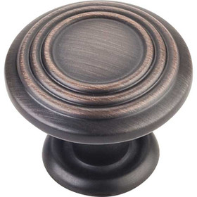 1-1/4" Dia. Vienna Round Ringed Knob - Brushed Oil Rubbed Bronze