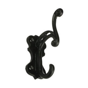 102mm Antique Style Double Hook - Matt Black