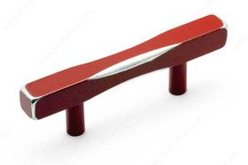 64mm CTC Worn Edge Rectangular Industrial Bench Pull - Metallic Brushed Red