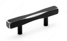 64mm CTC Worn Edge Rectangular Industrial Bench Pull - Metallic Brushed Black