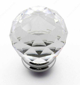 40mm Dia. Swaroski Round Faceted Glass Knob - Clear