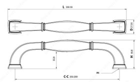 8" CTC Transitional Style Pinched Middle Pull - Brushed Nickel