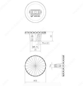 16mm Dia. Art Deco Style Round Fan Knob - Chrome