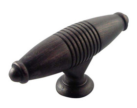 2-3/5" Striped T-Knob - Oil Rubbed Bronze