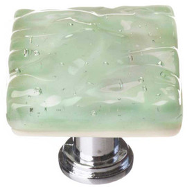 1-1/4" Square Glacier Spruce Green Knob - Polished Chrome