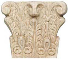 Carved Ornament, acanthus, beech, 5-1/8" x 4-1/2" x 1-9/16"