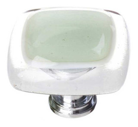 1-1/4" Square Reflective Spruce Green Knob - Satin Nickel