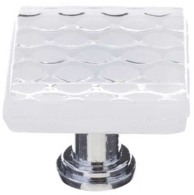 1-1/4" Square White Honeycomb Knob - Polished Chrome