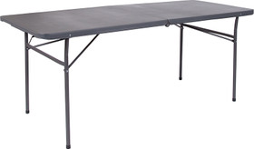 Bi-Fold Dark Plastic Folding Table with Carrying Handle