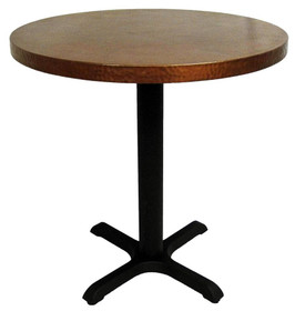 Round Copper Bar Height Table with Cast Iron X-Base