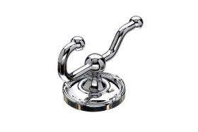 Top Knobs - Bath Double Hook - Polished Chrome - Ribbon Back Plate (TKED2PCE)