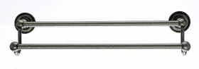 Top Knobs - Bath Double Towel Rod - Antique Pewter - Beaded Back Plate (TKED11APA)