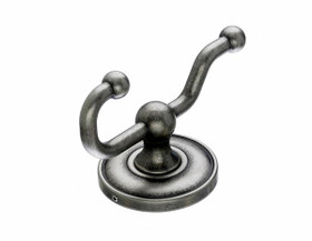 Top Knobs - Bath Double Hook - Antique Pewter - Plain Back Plate (TKED2APD)
