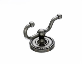 Top Knobs - Bath Double Hook - Antique Pewter - Rope Back Plate (TKED2APF)