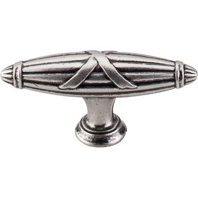 Top Knobs - Ribbon & Reed T-Pull   - Pewter Antique (TKM929)