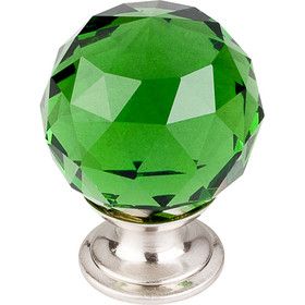 Top Knobs - Green Crystal Knob  w Brushed Satin Nickel Base (TKTK120BSN)