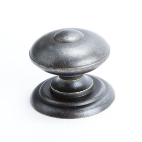 KNOB 1-1/2 IN W/BACKPLATE RUSTIC BRASS (BER-9881-1RB-P)