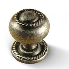 Saturn - Premium Hollow Brass, Knob/Backplate, 1-1/4" dia. Aged Silver (CENT15056-AS)