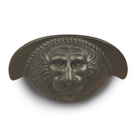Roman - Premium Solid Brass, Lion Head Cup Pull, 3" cc Oil Rubbed Bronze (CENT19343-10B)