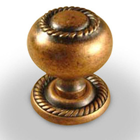 Saturn - Premium Hollow Brass, Knob/Backplate, 1-1/4" dia. Aged Copper (CENT15056-AC)