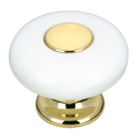 KNOB 1 3/16"(8/32)BRASS/WHITE (RLU-334713030)