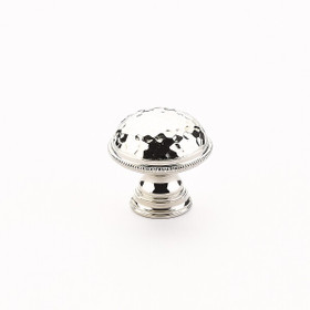 Knob, Hammered, Knurled Edge, Polished Nickel, 1-1/4in dia (SCH-571-PN)
