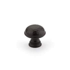 Knob, Hammered, Plain Edge, Oil Rubbed Bronze, 1-1/4in dia (SCH-570-10B)