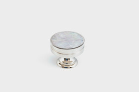Knob, Round, Polished Nickel w/Mother of Pearl Inlay, 1 3/8" dia (SCH-990-MOP/PN)