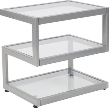 Ashmont Collection Glass End Table with Contemporary Steel Design