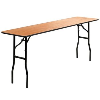 Rectangular Wood Folding Training / Seminar Table with Smooth Clear Coated Finished Top