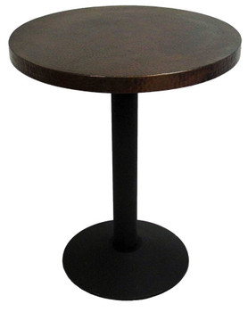 Round Copper Bar Height Table with Cast Disc Base