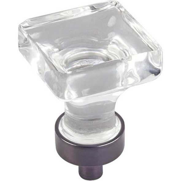 1" Square Harlow Glass Knob - Brushed Oil Rubbed Bronze