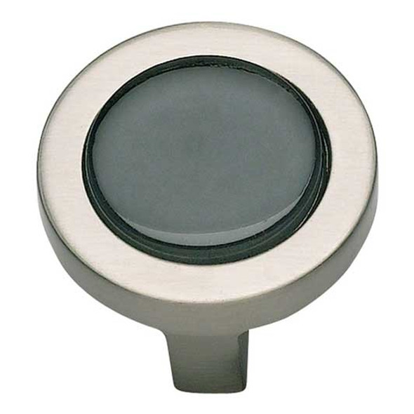 1-1/4" Dia. Round Black Spa Knob - Brushed Nickel