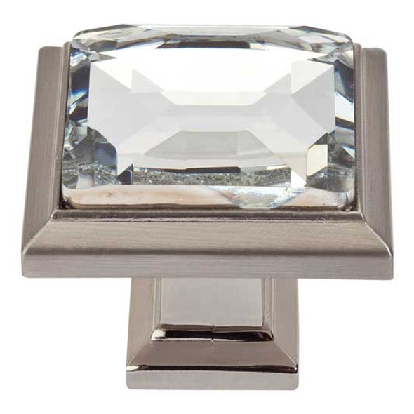 33mm Square Legacy Crystal Knob - Brushed Nickel