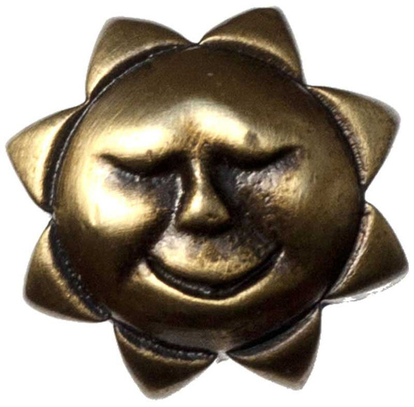 1" Kids Sun Knob - Antique Brass