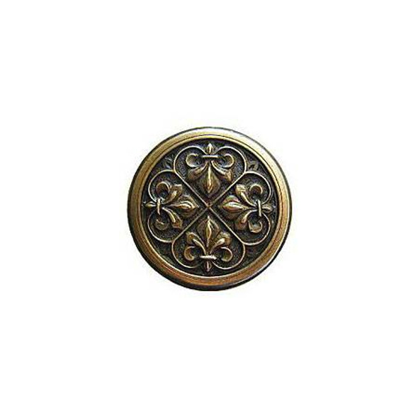 1-3/8" Dia. Fleur-de-Lis Knob - Antique Brass