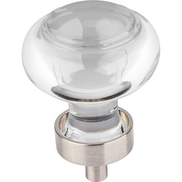 1-7/16" Dia. Harlow Glass Round Knob - Satin Nickel