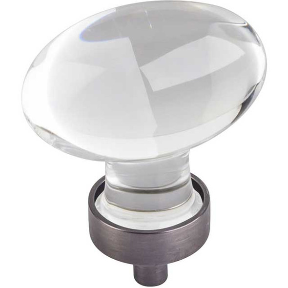 1-5/8" Harlow Glass Oval Knob - Brushed Pewter