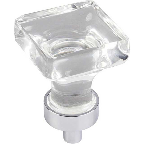 1" Square Harlow Glass Knob - Polished Chrome
