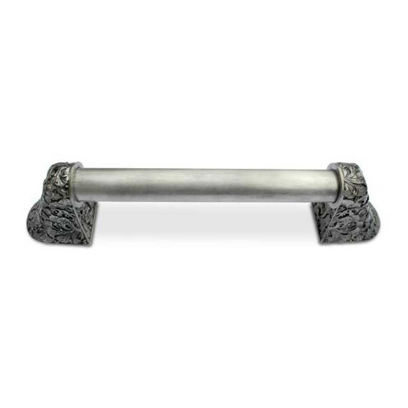 12" CTC Florid Leaves / Plain Bar Pull - Satin Nickel