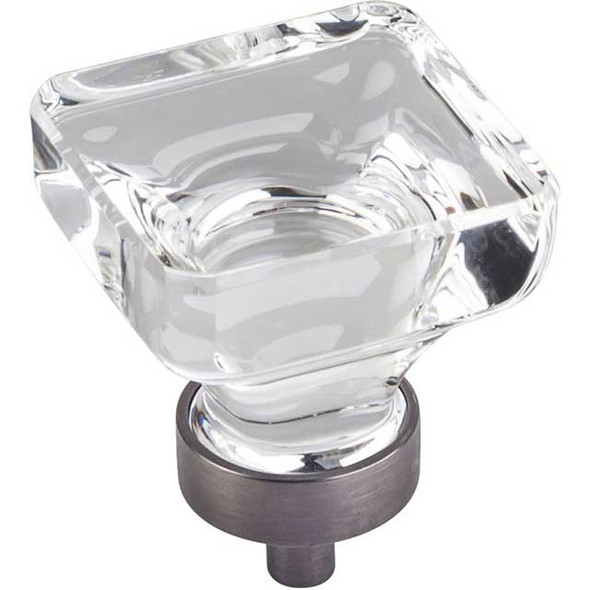 1-3/8" Square Harlow Glass Knob - Brushed Pewter