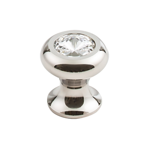 1" Crystal Clear Knob - Polished Nickel