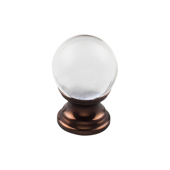 1" Dia. Clarity Clear Glass Round Knob - Oil Rubbed Bronze