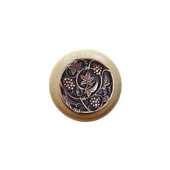 1-1/2" Dia. Grapevines / Natural Knob - Antique Copper