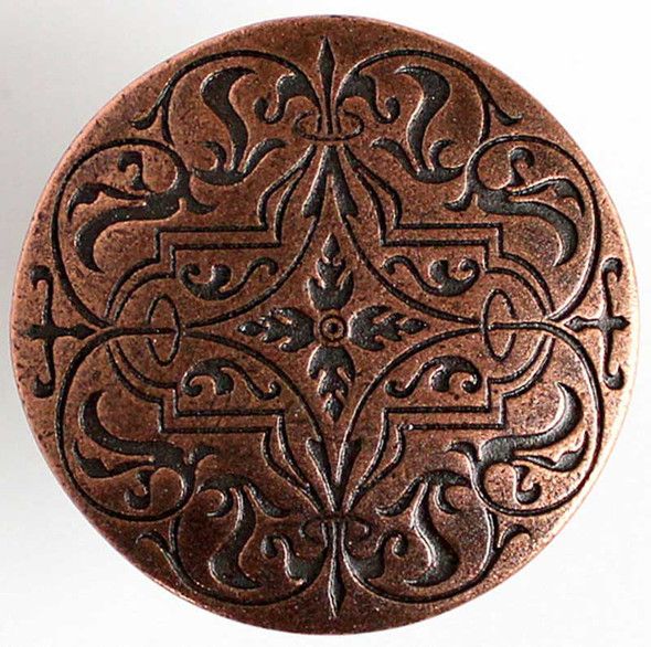 1-7/16" Dia. Renaissance Etch Knob - Antique Copper