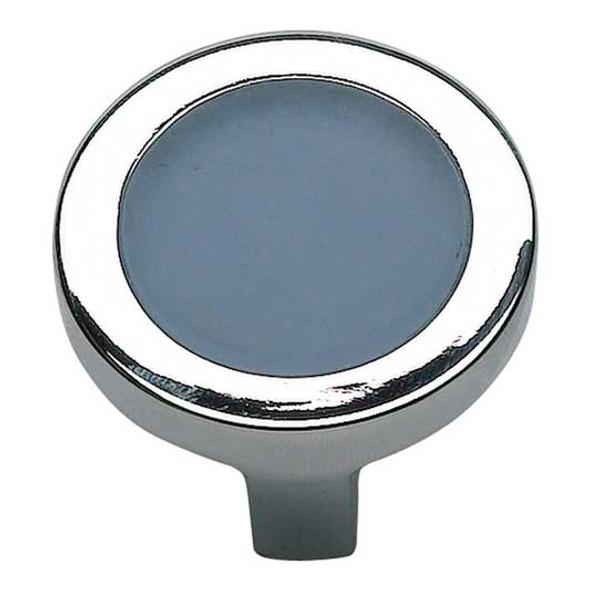 1-1/4" Dia. Round Blue Spa Knob - Polished Chrome