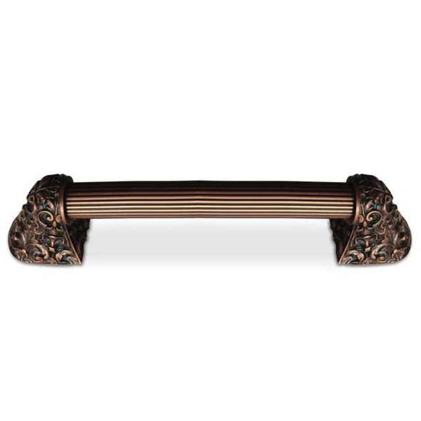 8" CTC Acanthus / Fluted Bar Pull - Antique Copper