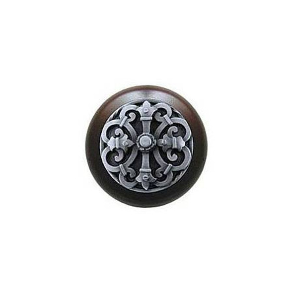 1-1/2" Dia. Chateau / Dark Walnut Knob - Antique Pewter